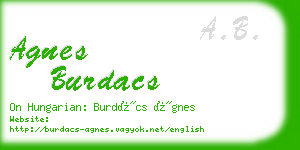 agnes burdacs business card